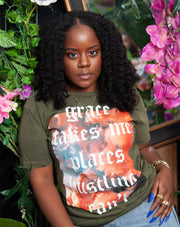 Grace Takes Me Places Hustling Can't 2.0 | VINTAGE GREEN T-SHIRT