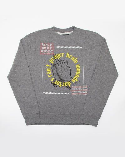 Prayer Heals Wounds Grey Crewneck